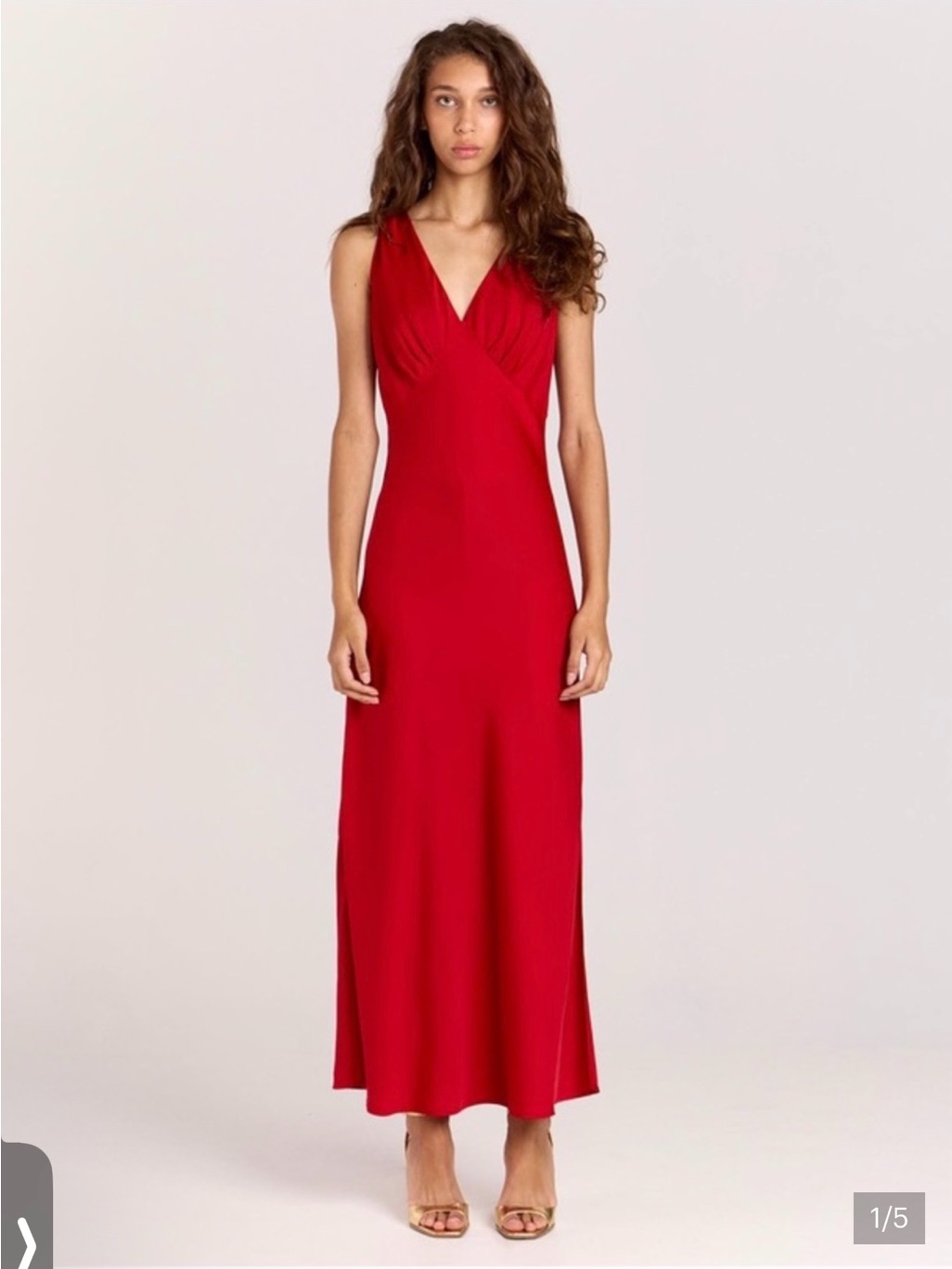 Romy Red V-Neck Midi Dress